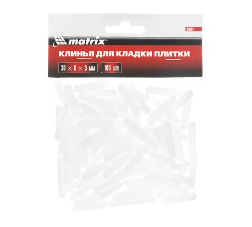 Клинья, 30 х 6 х 5мм, для кладки плитки, 100 шт Matrix Клинья, 30 х 6 х 5мм, для кладки плитки, 100 шт Matrix