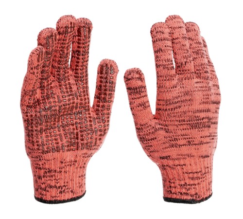 Перчатки трикотажные, акрил, усиленные, ПВХ-гель Протектор, цвет: коралл, 10 класс Сибртех