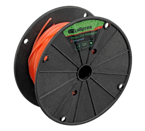 Леска для триммера звезда, на DIN катушке, 3 мм х 120 м, Сибртех