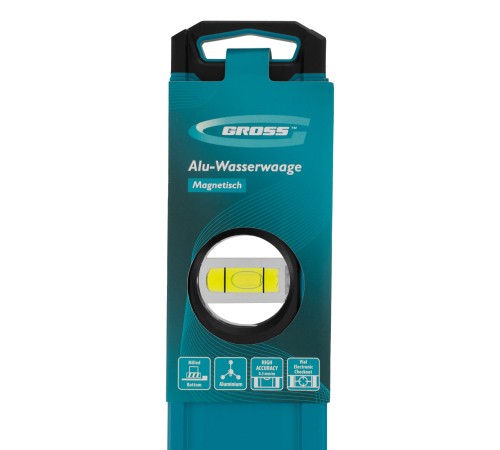 Уровень алюминиевый, магнит., фрезерованный, 3 глазка, 0,5 мм/м, 800 мм Gross