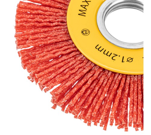 Щетка для УШМ, 100 мм, Плоская, нейлоновая щетина, посадка 22,2 мм Denzel