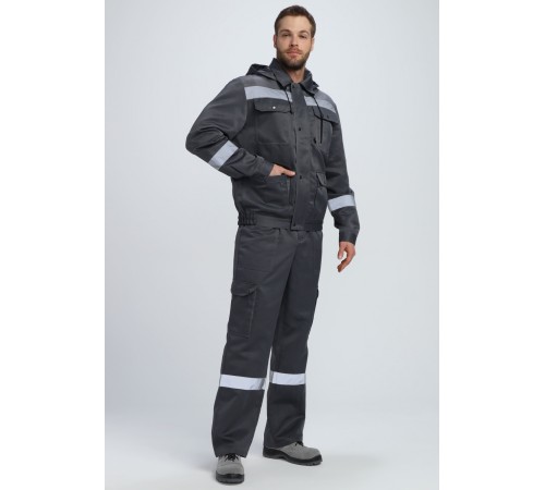 Костюм Титан СОП с капюшоном (тк.Смесовая,210) п/к, т.серый/св.серый