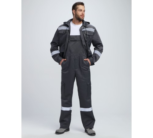 Костюм Титан СОП с капюшоном (тк.Смесовая,210) п/к, т.серый/св.серый