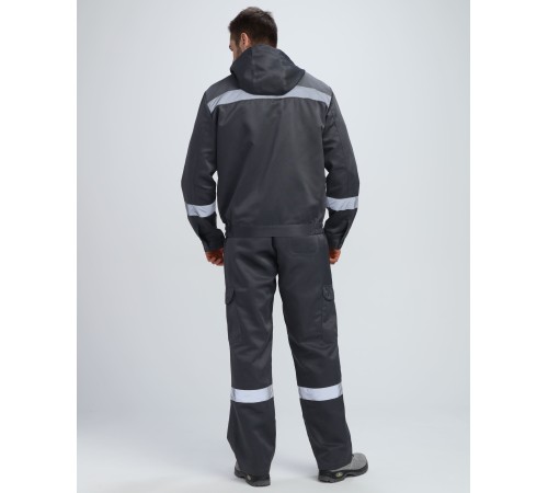 Костюм Титан СОП с капюшоном (тк.Смесовая,210) п/к, т.серый/св.серый