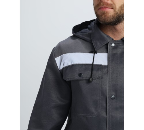 Костюм Титан СОП с капюшоном (тк.Смесовая,210) п/к, т.серый/св.серый