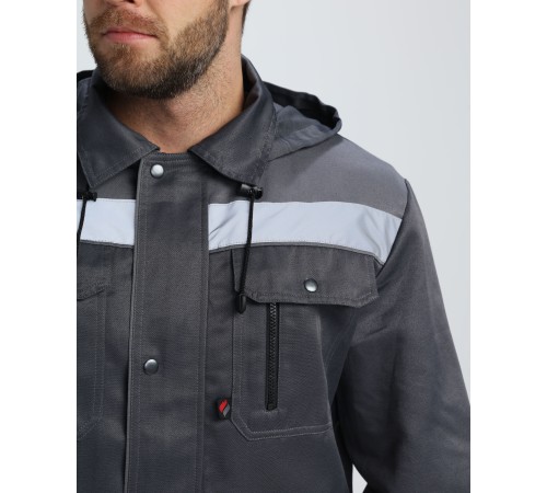 Костюм Титан СОП с капюшоном (тк.Смесовая,210) п/к, т.серый/св.серый