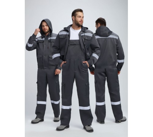 Костюм Титан СОП с капюшоном (тк.Смесовая,210) п/к, т.серый/св.серый