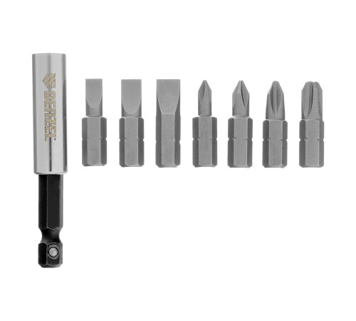 Набор бит с магнитным держателем, S2, 8 шт Denzel