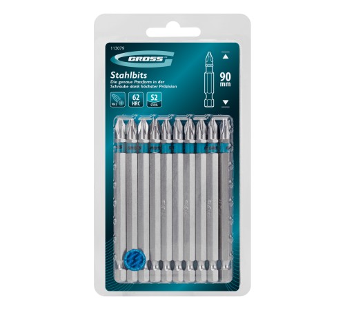 Бита PH2х90мм, сталь S2, шестигр., 10 шт. Gross