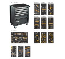 RUNTEC RT-HT220STD-6G Тележка инструментальная 6 полочная Standart серая с комплектом инструмента, 220 предметов RUNTEC RT-HT220STD-6G Тележка инструментальная 6 полочная Standart серая с комплектом инструмента, 220 предметов