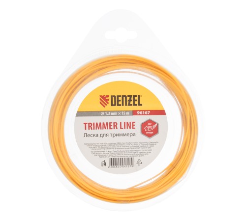 Леска для триммера, звезда, 1.3 мм х 15 м Denzel