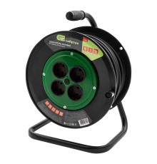 Удлинитель силовой 50 м, 10А, тип УХ10, ПВС, на кабельной катушке, 4 розетки без заземления Сибртех