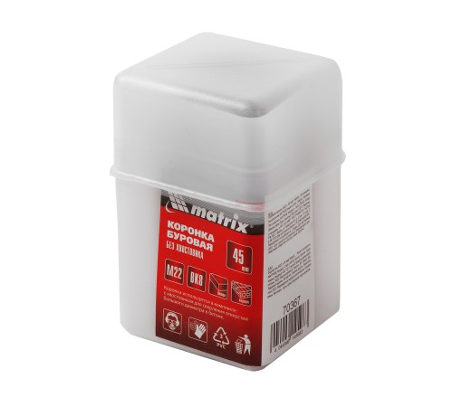Буровая коронка, M22 х 45 мм Matrix Буровая коронка, M22 х 45 мм Matrix