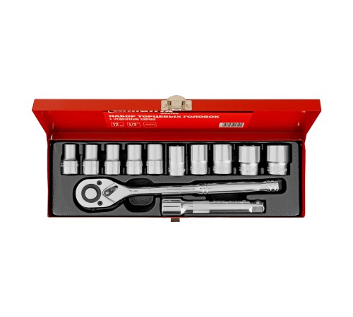 Набор торцевых головок, 1/2, головки 10-24 мм, с трещоточным ключом, 12 предметов Matrix