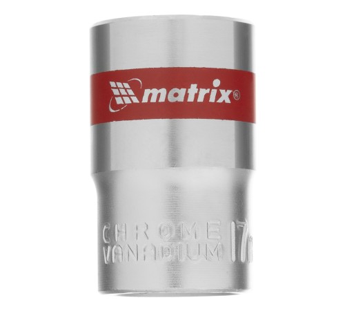 Головка торцевая, 17 мм, шестигранная, CrV, под квадрат 1/2, хромированная Matrix Головка торцевая, 17 мм, шестигранная, CrV, под квадрат 1/2, хромированная Matrix