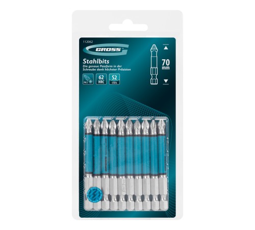 Бита PH2х70мм, сталь S2, кругл., 10 шт. Gross