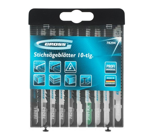 Набор полотен для электролобзика универсальный, 10 шт, Profi, пластиковый кейс Gross
