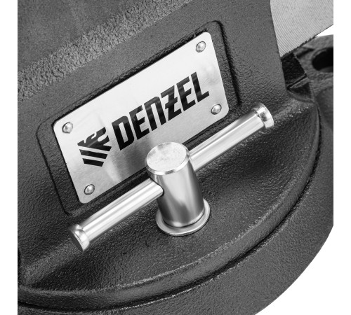 Тиски слесарные BVH-150, 150 мм, поворотные, стальная направляющая, с наковальней //Denzel