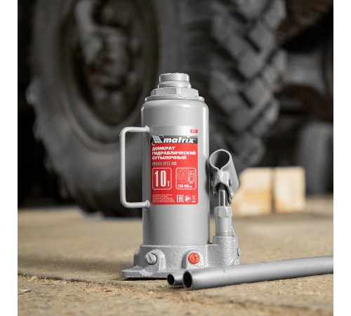 Домкрат гидравлический бутылочный, 10 т, высота подъема 230-460 мм Matrix