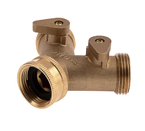 Разветвитель двухканальный, регулируемый, внешняя и внутренняя резьба 3/4, латунный Palisad
