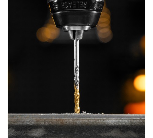 Набор сверл по металлу, 1-10 мм, Р6М5-TiN, Golden Tip, 19 шт Denzel