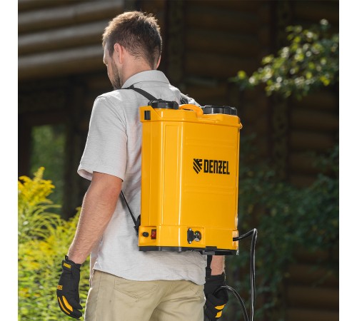 Опрыскиватель ранцевый аккумуляторный D-16LA, 16 л, щелочной акк., 12 В, 8 Ач// Denzel