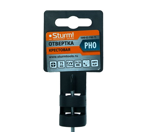 Отвертка крестовая PH0x75мм, CrV, магнитный наконечник Sturm! Отвертка крестовая PH0x75мм, CrV, магнитный наконечник Sturm!