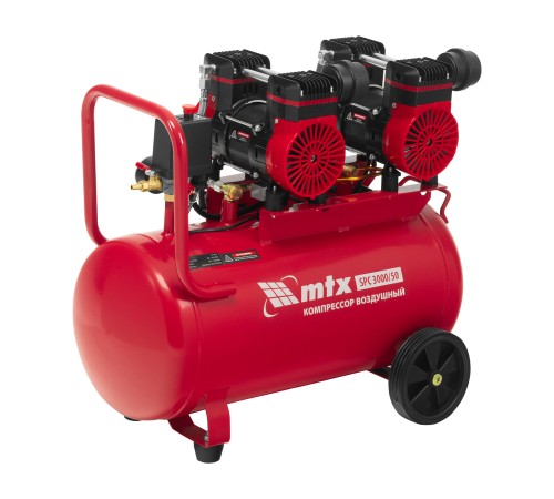 Компрессор безмасляный малошумный SPC 3000/50, 3000 Вт, ресивер 50 л, 520 л/мин// MTX
