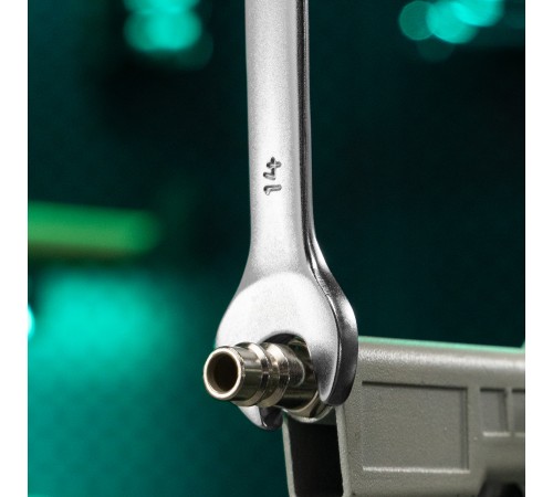 Ключ комбинированный, 14 мм, CrV, матовый хром Stels