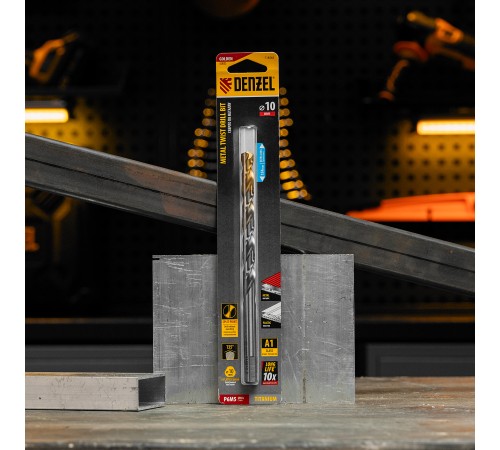 Сверло спиральное по металлу 10 х 184 мм, Р6М5, Golden Tip, удлиненное Denzel