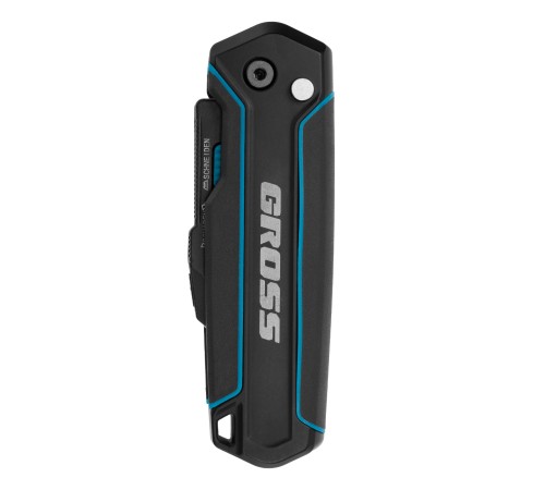 Нож-скребок складной, 19мм, сменное лезвие, SK2, 5 запас. лезвий, алюмин. корпус, клипса GROSS