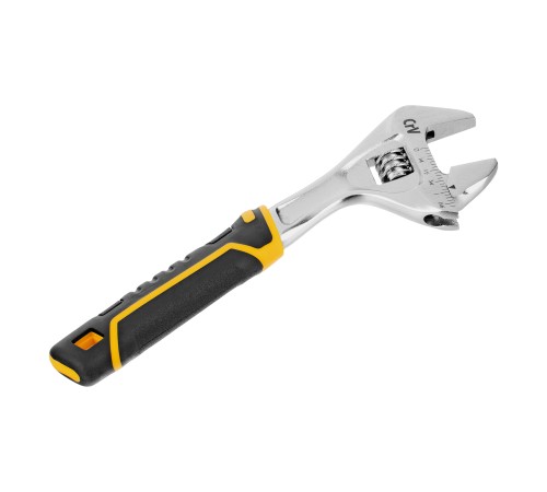 Ключ разводной, 200 мм (раскрытие до 33 мм), CrV, с быстрым сбросом, кованый, TPR рукоятка Denzel