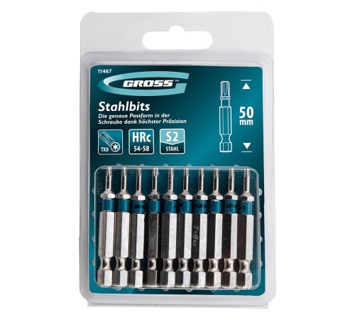 Набор бит Torx 8 х 50, сталь S2, 10 шт. Gross Набор бит Torx 8 х 50, сталь S2, 10 шт. Gross