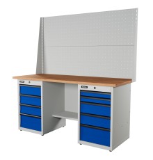 RUNTEC RTI17F-TI4-TI5-P17-P17-5005(7035) Верстак серии Industrial, 1700 мм, фанера, тумба с 4-мя ящиками + тумба с 5-ю ящиками, экран 1000, синий (светло-серый)