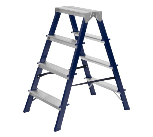 Стремянка двусторонняя 4 ступени, стальная, Сибртех