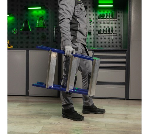 Стремянка двусторонняя 3 ступени, стальная, Сибртех