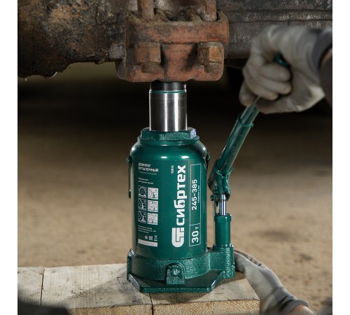 Домкрат гидравлический бутылочный, 30 т, 245-385 мм Сибртех