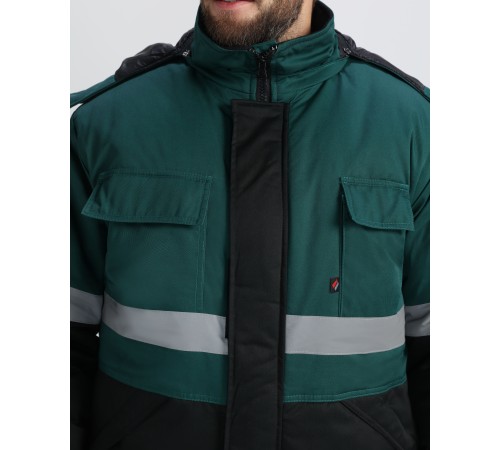 Костюм зимний Профи-Норд UZ (тк.Смесовая,240) п/к, черный/т.зеленый