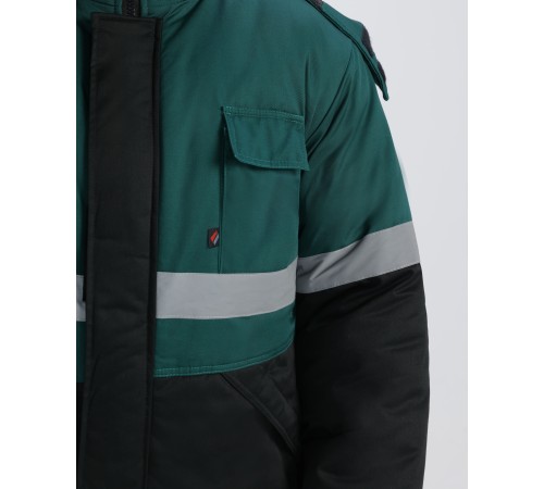 Костюм зимний Профи-Норд UZ (тк.Смесовая,240) п/к, черный/т.зеленый