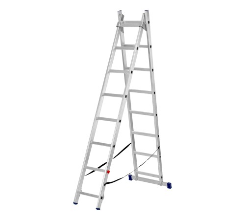 Лестница, 2 х 8 ступеней, алюминиевая, двухсекционная, Сибртех