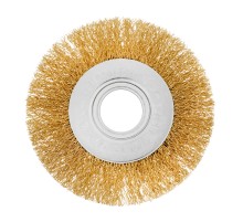 Щетка для УШМ, 100 мм, посадка 22.2 мм, плоская, латунированная витая проволока Matrix