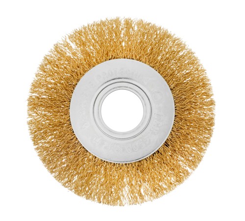 Щетка для УШМ, 100 мм, посадка 22.2 мм, плоская, латунированная витая проволока Matrix