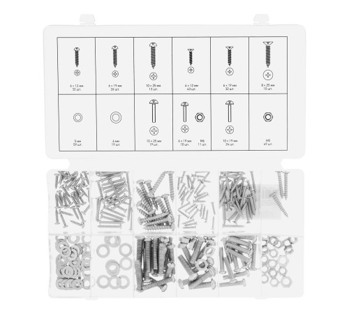 Набор саморезов, винтов, гаек, шайб, 347 предмет Сибртех