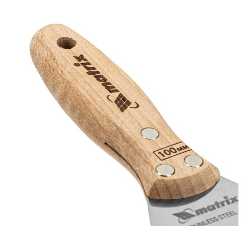 Шпательная лопатка из нержавеющей стали, 100 мм, буковая рукоятка, EFP Matrix