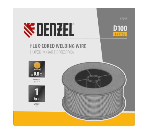 Порошковая проволока Е71TGS, диам. 0,8 мм, 1 кг, диам. катушки D100 Denzel
