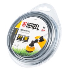 Леска для триммера армированная алюминием квадратная, 2,7мм х 15м, блистер ALUFLEX Denzel