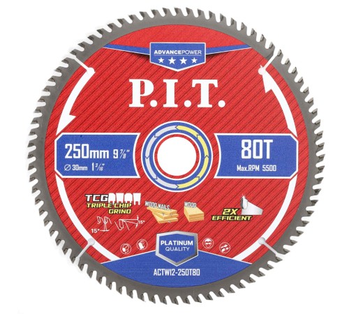 Диск пильный по дереву P.I.T. ACTW12-250T80