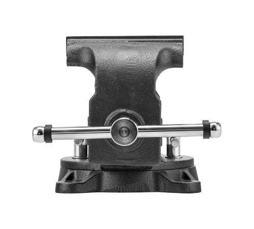 Тиски слесарные BVH-125, 125 мм, поворотные, стальная направляющая, с наковальней //Denzel