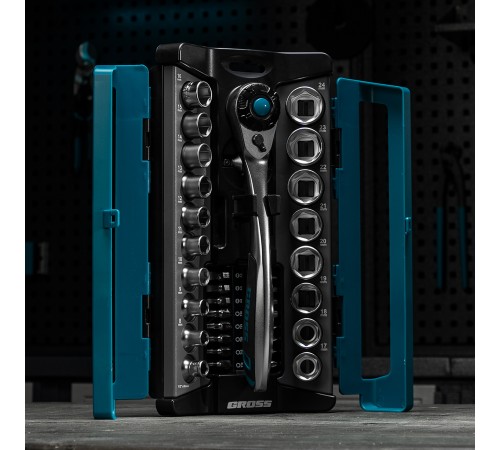 Набор торцевых головок, трещотка 120 зубьев, 36 предметов, 1/2