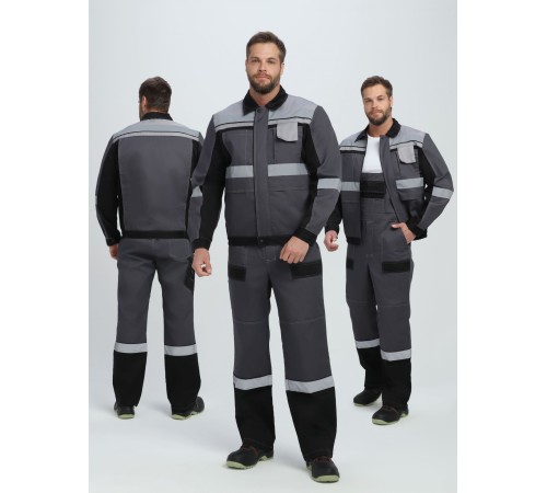 Костюм Виват-2 Премиум CH МВО (тк.Смесовая,240) п/к, т.серый/черный/св.серый